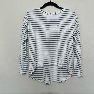 Albion fit high low blue and white striped crewneck blouse women’s size XS